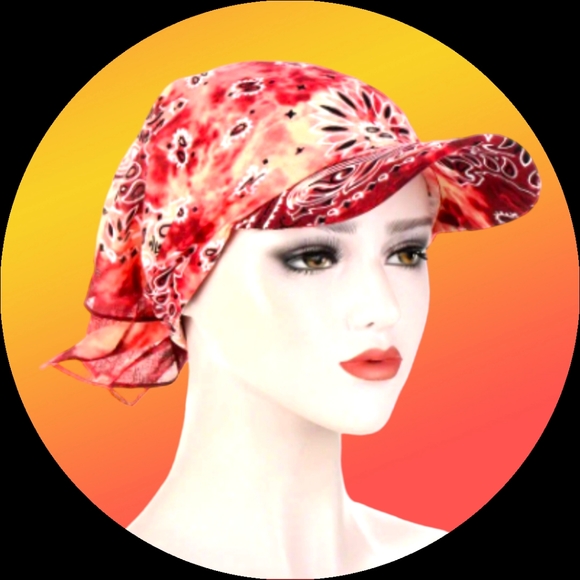 Burgundy Retro Stylish Bandana Scarf Sun Cap!! Make An Offer Today!! - Picture 7 of 10